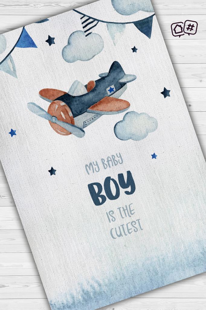 Tatlı Oğlum Beyaz Mavi Renk Çocuk Odası Halısı Dokuma Minimal Çocuk Halı Bebek Temalı Halı