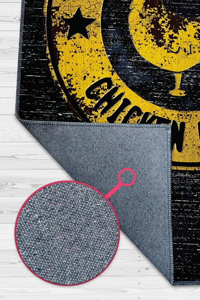 Tavuğu Hak Ettin Siyah Renk Oyuncu Halı Sarı Renk Gamer Temalı Halı Pubg Sever Hediye Halı