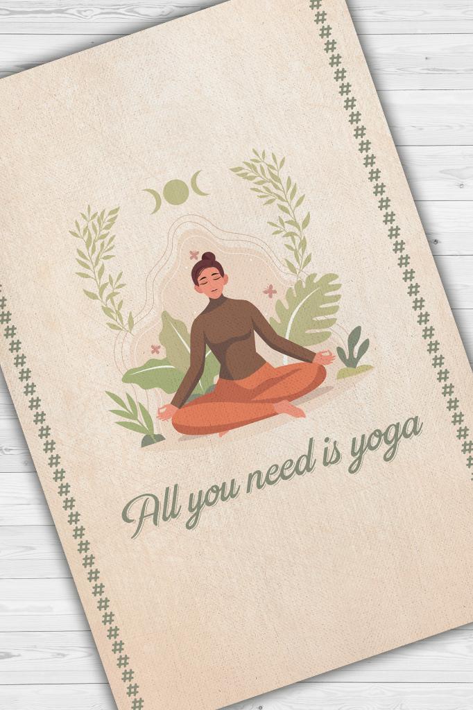 Bej Düz Renkli Halı Yoga Sever Halısı Yıkanabiilir Renkli Halı Hediye Halı