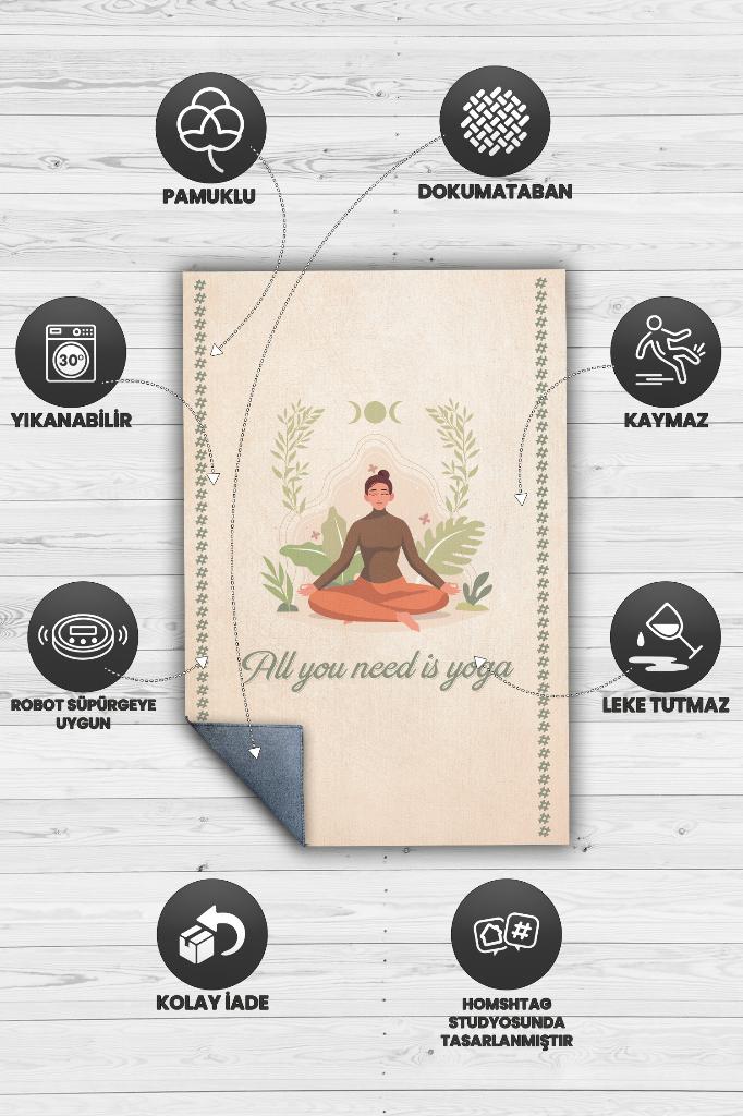 Bej Düz Renkli Halı Yoga Sever Halısı Yıkanabiilir Renkli Halı Hediye Halı