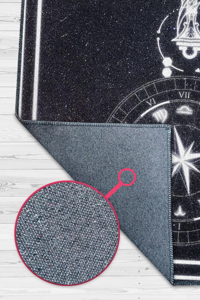 Terazi Burcu Astroloji Temalı Halı Burç Halısı Terazi BurcuHediyelik Halı Siyah Renk Halı