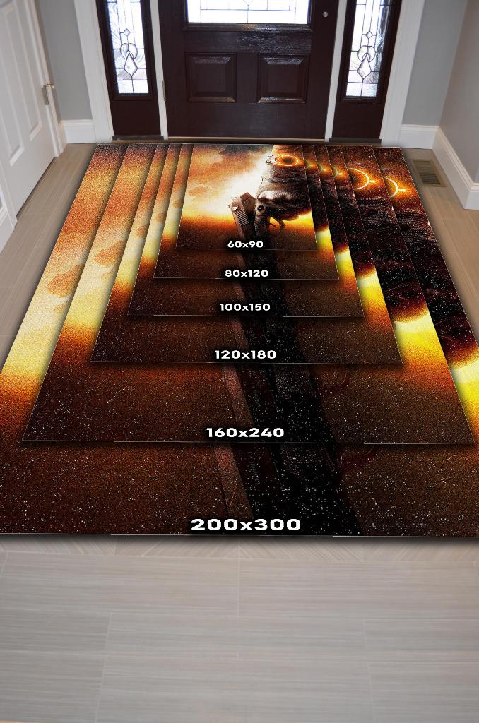 Tom'un Bölümü Çok Renkli Oyuncu Halıs Siyah Renk Gamer Temalı Rainbow Six Siege Sever Halı