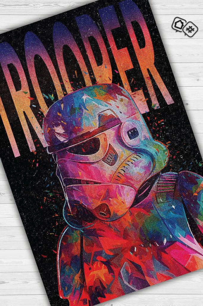 Trooper Film Halısı Star Wars Temalı Film Halısı Siyah Kırmızı Renkli Star Wars Filmi Halı