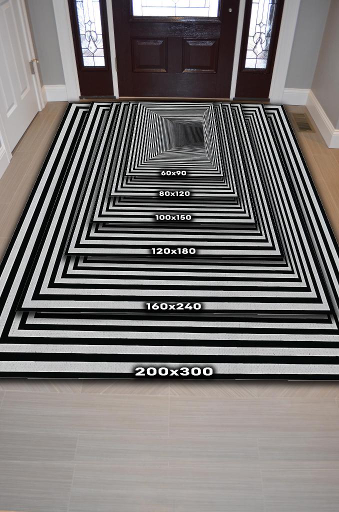 Tünel Dokuma Tabanlı Geometrik Halı Kareli Oturma Odası Halısı Siyah Beyaz Salon Halısı