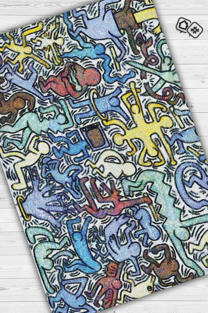 Tuttomondo Graffiti Temalı Renkli Hediyelik Genç Odası Halısı Geometrik Graffiti Halısı