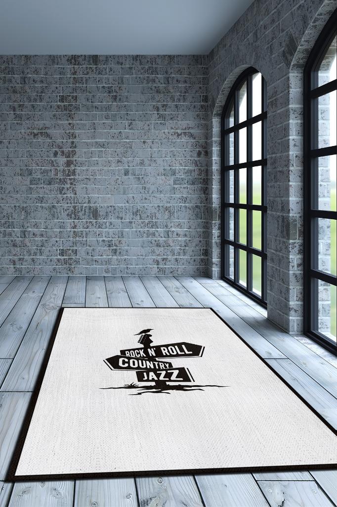 Üç Müzik Tarzı Düz Renkli Halı Siyah Beyaz Halı Caz Rock Sever Halısı Müzisyene Hediye Halı