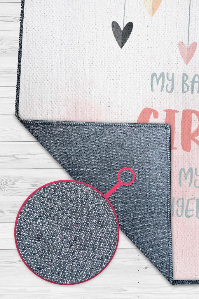 Üçüncü Oyuncu Geldi Beyaz Renkli Çocuk Odası Halısı Minimal Çocuk Halısı Bebek Temalı Halı