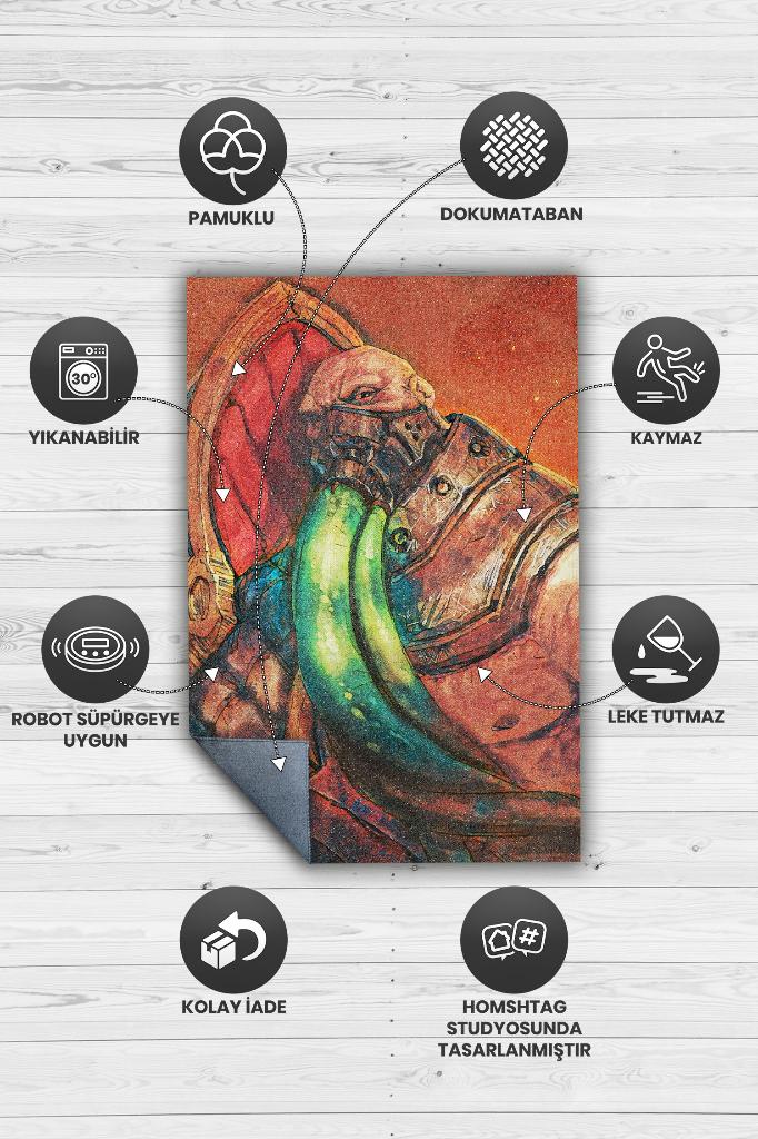 Urgot Çok Renkli Oyuncu Halısı Zemini Çok Renkli Gamer Temalı Dota Sever Hediyelik Halı