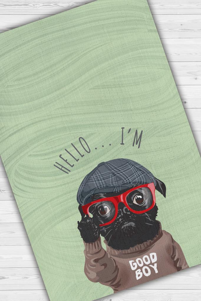 Uslu Çocuk Yeşil Renkli Köpek Baskılı Halı Sade Sade Oturma Odası Halısı Köpekli Halı