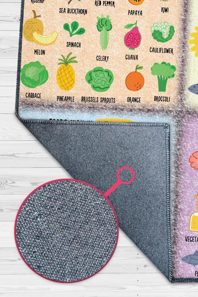 Vitaminler Çok Renkli Diyetisyen Halı Diyetisyen Ofisine Diyetisyen Temalı Hediye Halı