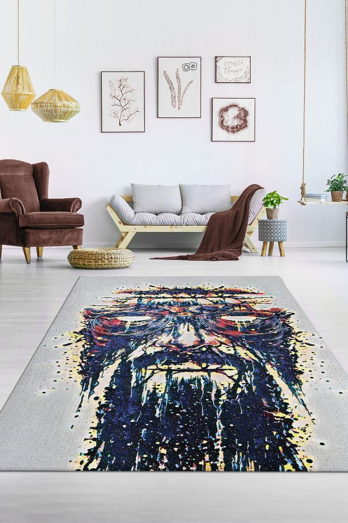 Walter Film Desenli Halı Breaking Bad Film Halısı Çok Renkli Geometrik Film Serisi Halı