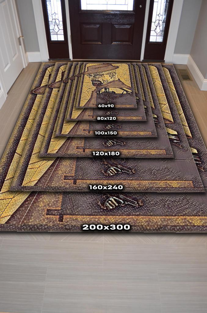 Walter ve Desse Film Desenli Halı Breaking Bad Film Halısı Renkli Dokulu Film Serisi Halı