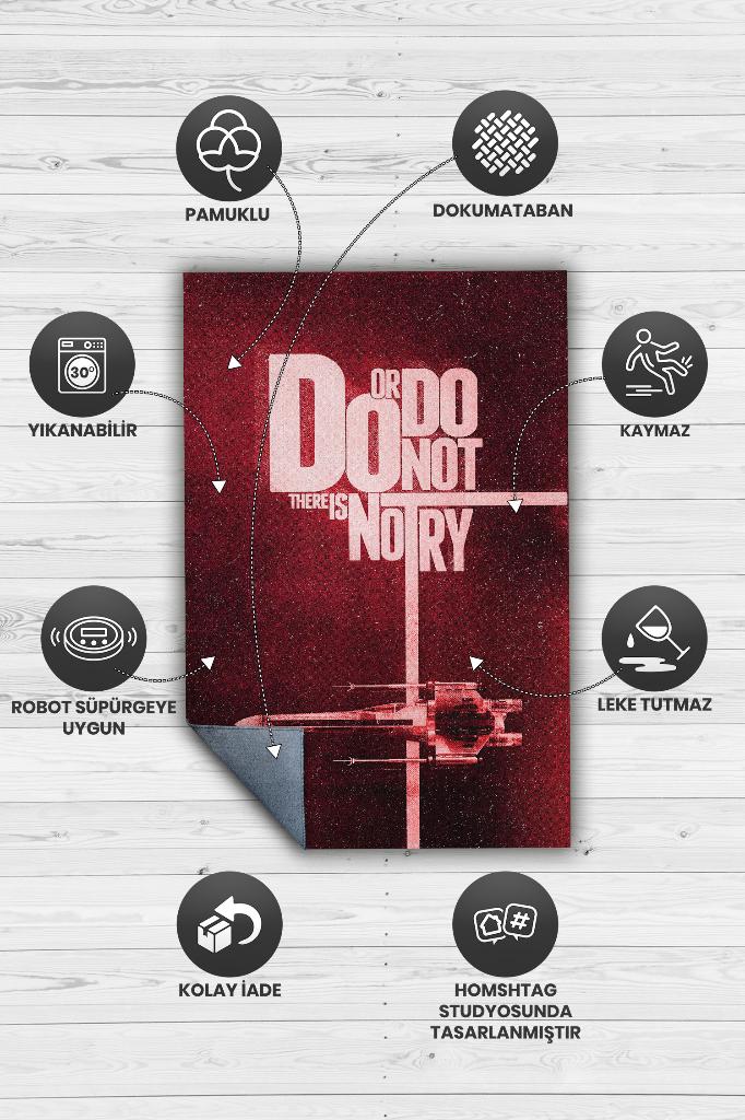 Yap Ya Da Yapma Star Wars Temalı Film Halısı Kırmızı Renkli Star Wars Filmi Halısı