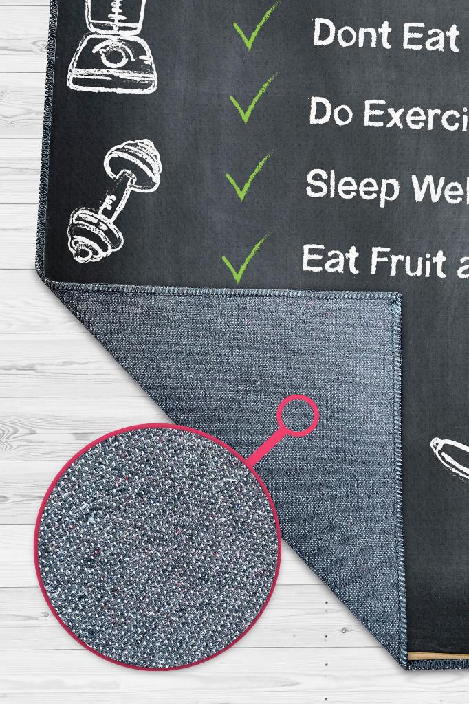 Yapılacaklar Siyah Renkli Halı Minimal Diyetisyen Ofisine Diyetisyen Temalı Hediye Halı