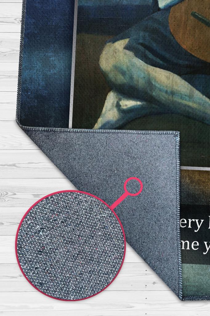 Yaşlı Gitarist Picasso Sanat Sever Halısı Çok Renkli Halı Tablo Temalı Halılar Sanat Halısı