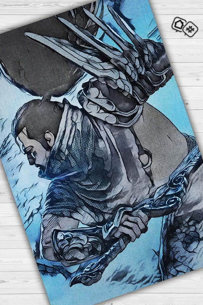 Yasuo Çok Renkli Oyuncu Halısı Zemini Mavi Renk Gamer Temalı League Of Legends Sever Halı