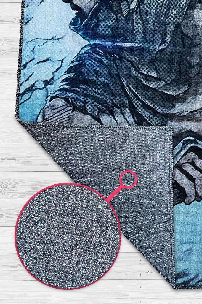 Yasuo Çok Renkli Oyuncu Halısı Zemini Mavi Renk Gamer Temalı League Of Legends Sever Halı