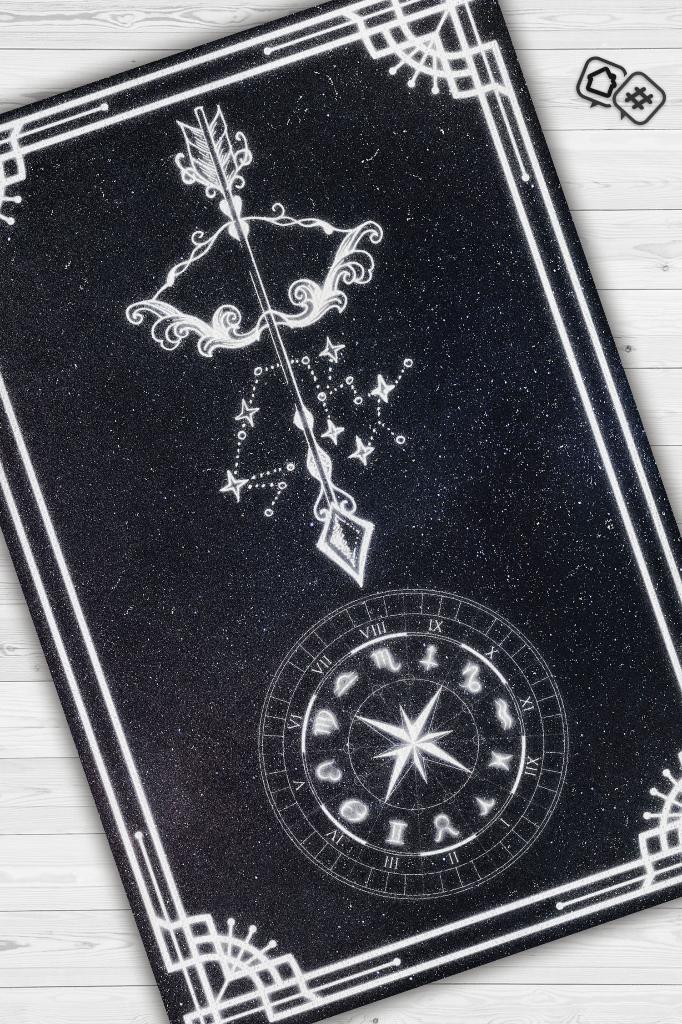 Yay Burcu Astroloji Temalı Halı Burç Halısı Yay Burcuna Hediyelik Halı Siyah Renk Halı