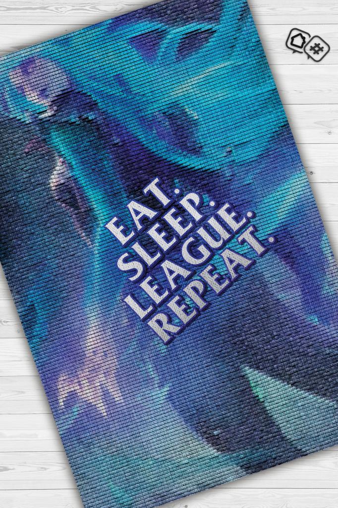 Ye Uyu Dinlen Çok Renkli Oyuncu Halısı Mavi Renk Gamer Temalı League Of Legends Sever Halı