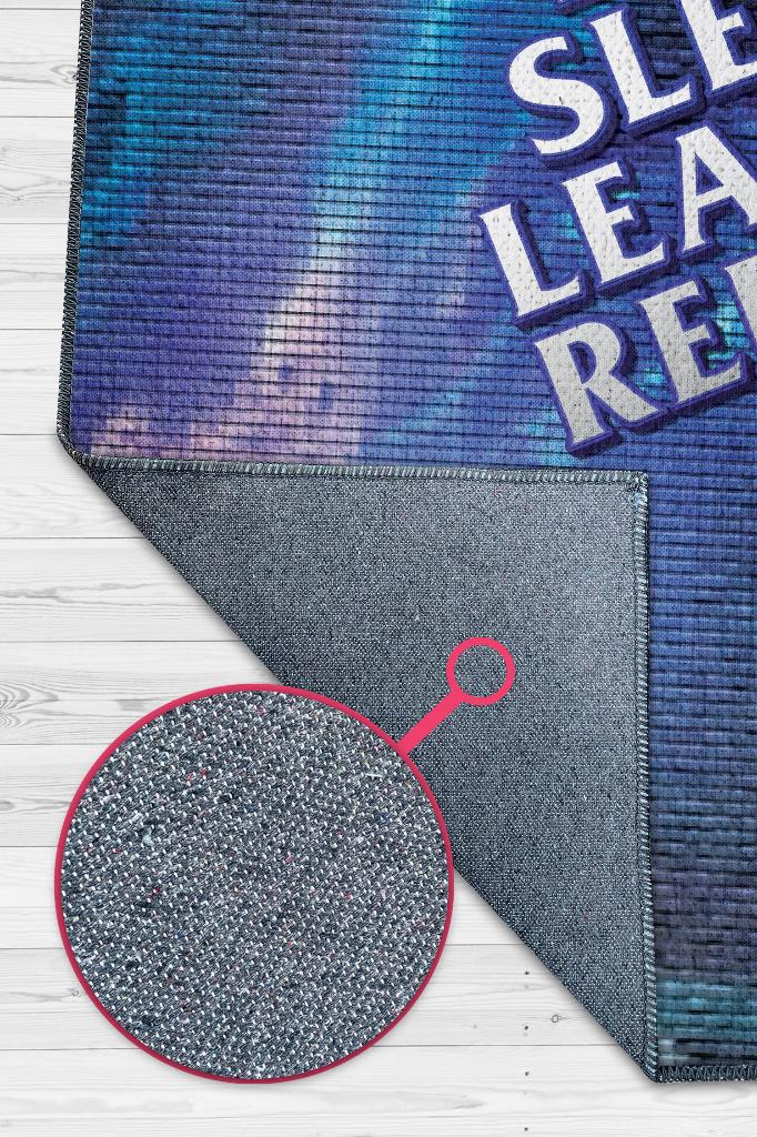 Ye Uyu Dinlen Çok Renkli Oyuncu Halısı Mavi Renk Gamer Temalı League Of Legends Sever Halı