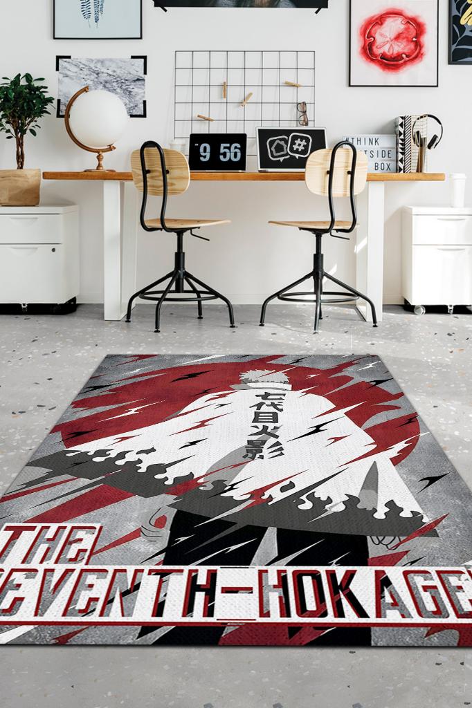 Yedinci Hokage Oldum Çok Renkli Dekoratif Anime Halısı Dokuma Tabanlı Anime Sever Halı