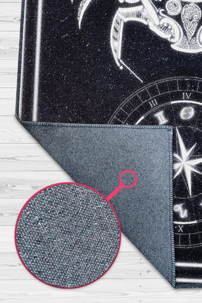 Yengeç Burcu Astroloji Temalı Halı Burç Halısı Yengeç Burcuna Hediye Halı Siyah Renk Halı