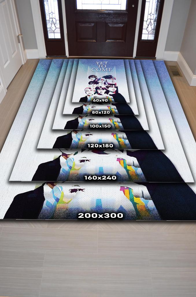 Yet to Come BTS Çok Renkli Halı Müzik Sever Halısı Kpop Figürlü Genç Odası Halısı Özel Halı