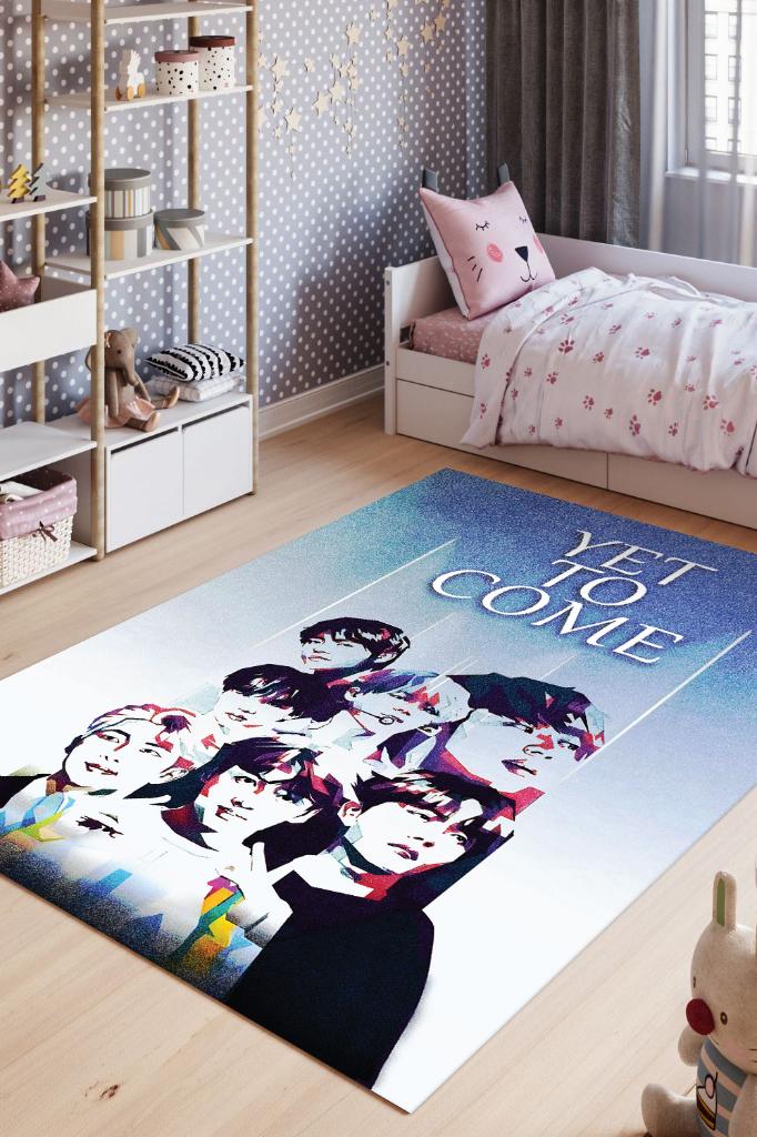 Yet to Come BTS Çok Renkli Halı Müzik Sever Halısı Kpop Figürlü Genç Odası Halısı Özel Halı