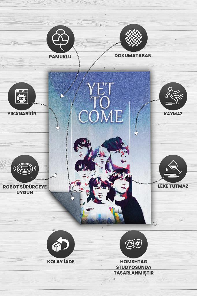 Yet to Come BTS Çok Renkli Halı Müzik Sever Halısı Kpop Figürlü Genç Odası Halısı Özel Halı