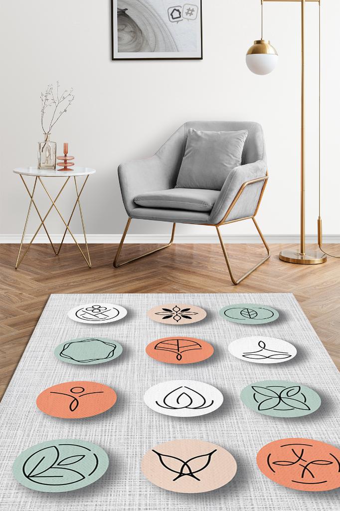 Yoga Dünyam Açık Renkli Halı Yoga Sever Halısı Minimalist Hediyelik Halı Yoga Halısı