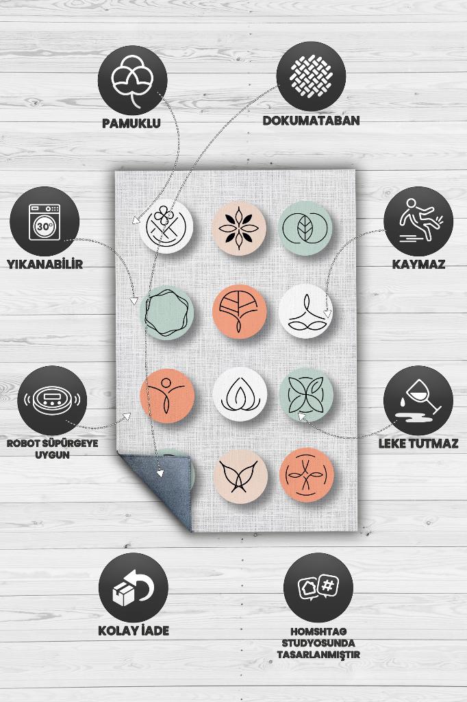 Yoga Dünyam Açık Renkli Halı Yoga Sever Halısı Minimalist Hediyelik Halı Yoga Halısı