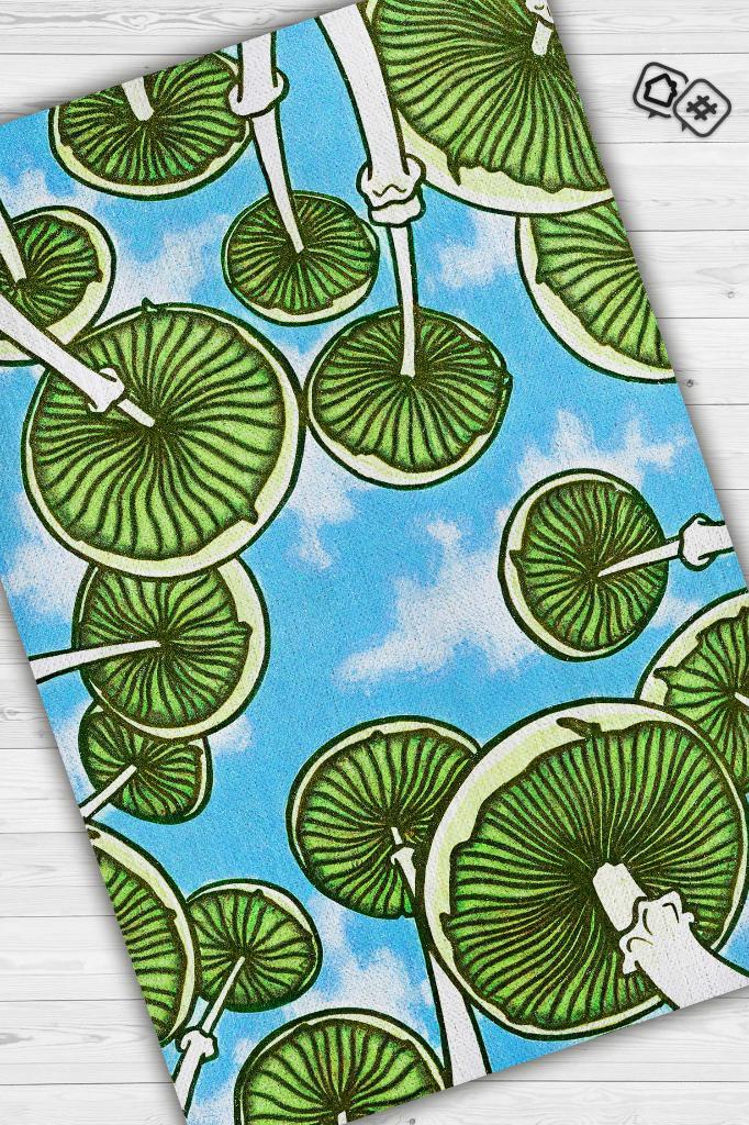 Homshtag Yukarı Bakış Renkli Mantarlı Mutfak Halısı Yeşil Mantar Baskılı Özel Tasarım Halı