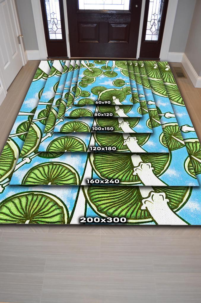 Homshtag Yukarı Bakış Renkli Mantarlı Mutfak Halısı Yeşil Mantar Baskılı Özel Tasarım Halı