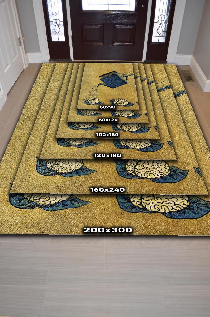 Zihnini Besle Sarı Renkli Kitap Sever Halısı Okuma Sever Çalışma Odası Halısı