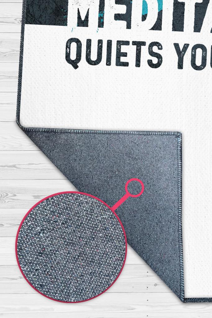 Siyah Beyaz Meditasyon Halısı Özel Tasarım Dijital Baskı Yoga Halısı Pamuk Tabanlı Halı