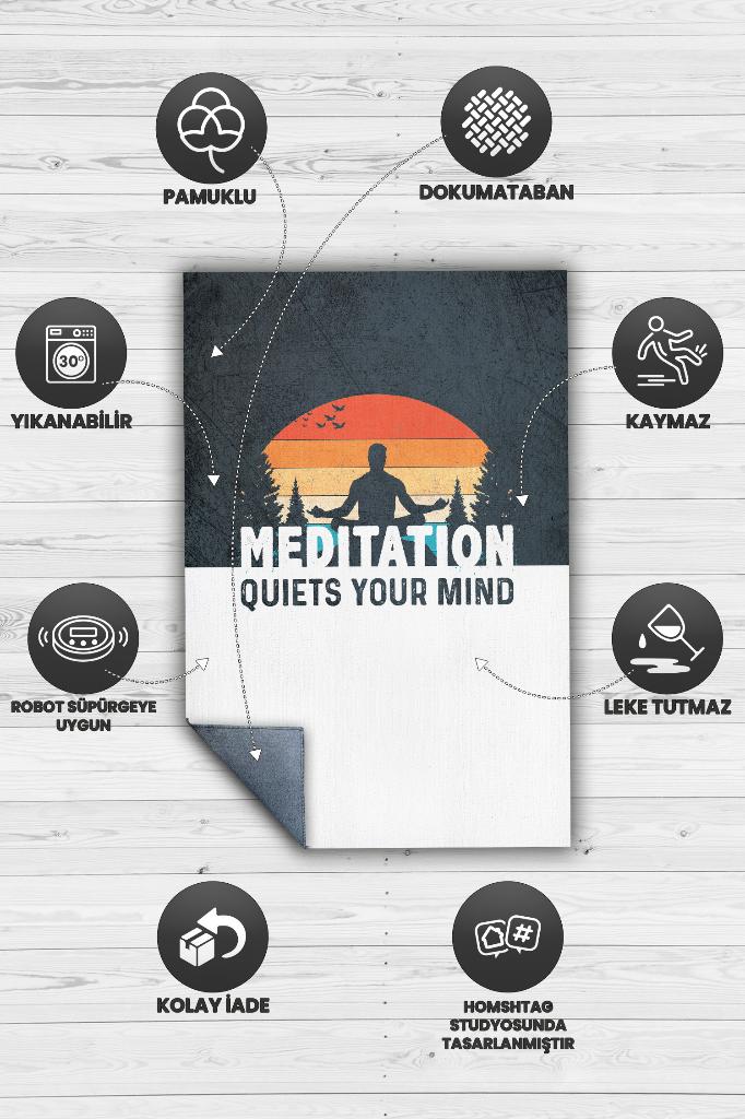 Siyah Beyaz Meditasyon Halısı Özel Tasarım Dijital Baskı Yoga Halısı Pamuk Tabanlı Halı