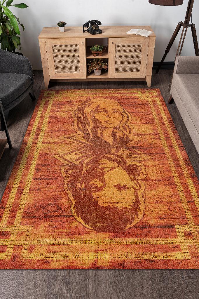 Zor Aşk Film Desenli Halı Game Of Thrones Film Halısı Turuncu Renk Dokulu Film Serisi Halı