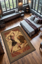 Art Deko Çok Renkli Herkül Temalı Sıcak Renkli Halı Herkül Desenli Halı Modern Halı