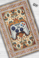 Art Deko Gamer Halısı,Çok Renkli Gamer Halısı,Gamepad Figürlü Joystick Desenli Geleneksel Modern Oyuncu Halısı