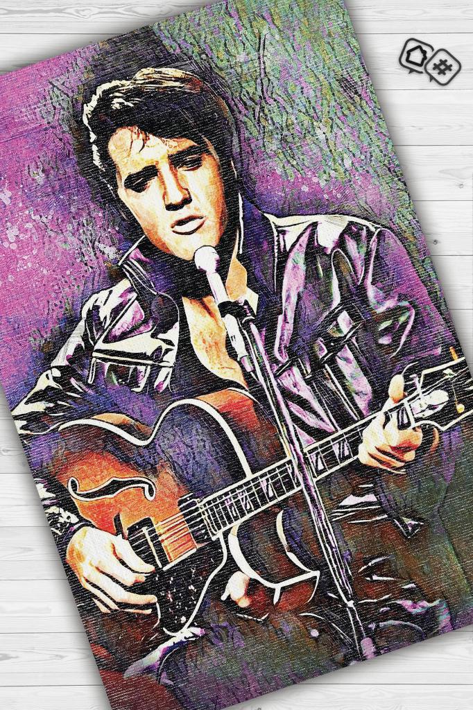 Elvis Presley Dokuma Tabanlı Yıkanabilir Kaymaz  Halı