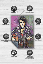 Elvis Presley Renkli Müzisyen Halı Müzik Severe Hediyelik Halı Rock Halısı