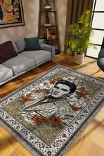 Elvis Presley,Modern Çiçek Desenli Art Deco Vintage Halı,Çok Renkli Maksimalist Halı