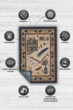 Kitap Sever Halısı Kahverengi Kitap Sever Halısı Okuma Sever Çalışma Odası Halısı