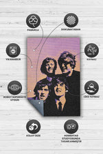 The Beatles Stones Dokuma Tabanlı Yıkanabilir Kaymaz Halı