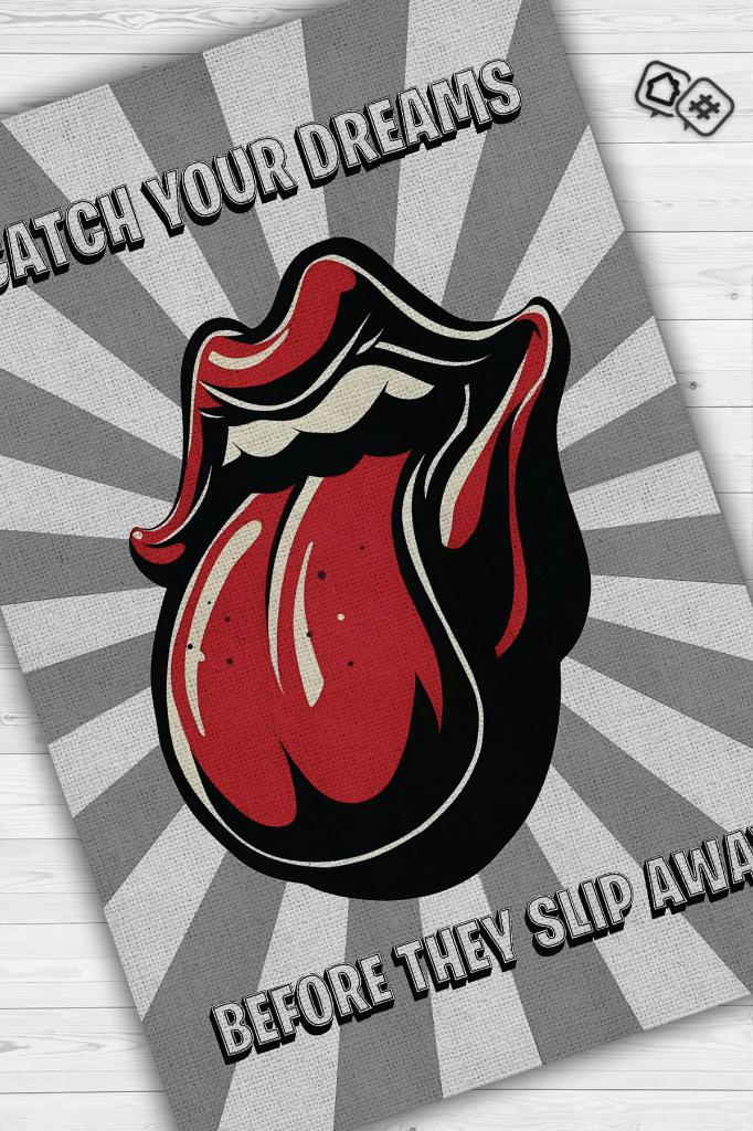 The Rolling Stones Çok Renkli Müzisyen Halısı Dokuma Geometrik Hediyelik Müzik Sever Halısı