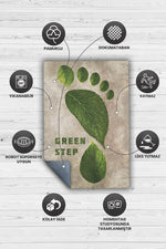Yeşil Adım Bej Renkli Halı Doğa Severler İçin Hediyelik Yeşil Renk Halı Modern Yazlık Halı