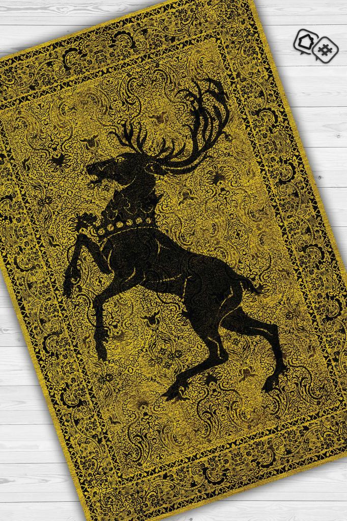 Baratheon Hanedanı Desenli Game Of Thrones Film Halısı Sarı Renk Etnik Film Serisi Halı