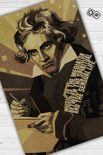 Beethoven Koyu Renkli Müzisyen Halı Müzsik Severe Hediyelik Halı Geometrif Figürlü Halı
