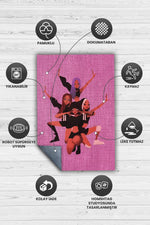 Blackpink Pembe Renkli Dokuma Halı Figürlü Genç Odası Halısı Müzik Temalı Halı Modern Halı