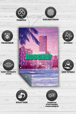 Busted Çok Renkli Oyuncu Halısı Pembe Renk Gamer Temalı Halı Modern GTA Sever Oyuncu Halısı